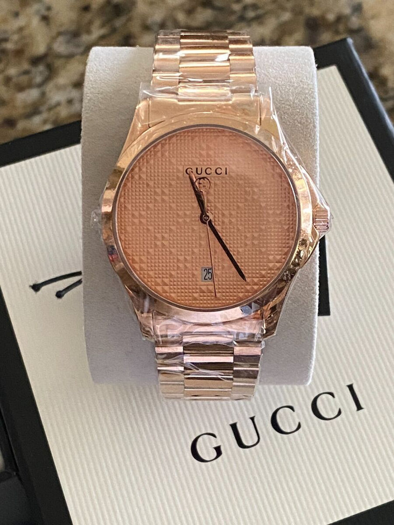 Gucci G Timeless Quartz Gold Dial Gold Steel Strap Watch For Women - YA126482 Buy Now By Gucci