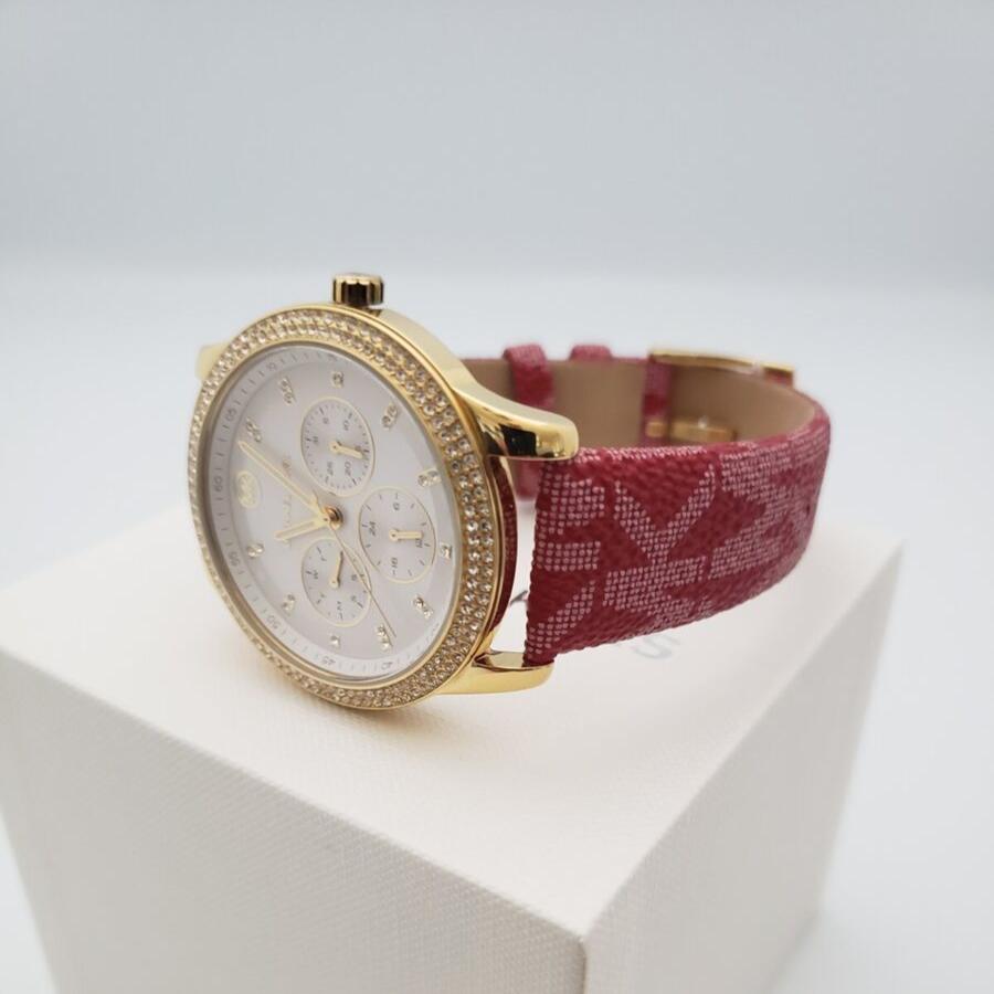 Michael Kors Tibby Multifunction Silver Dial Red Leather Strap Watch For Women - MK2975 Buy Now By Michael Kors