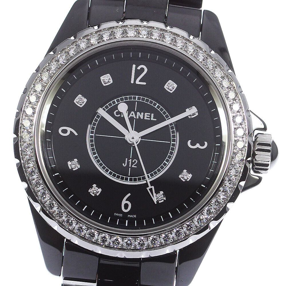 Chanel J12 Diamonds Ceramic Black Dial Black Steel Strap Watch for Women - J12 H3108 Buy Now By Chanel