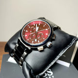 Hugo Boss One Chronograph Red Dial Grey Steel Strap Watch For Men - 1514000 Buy Now By Hugo Boss