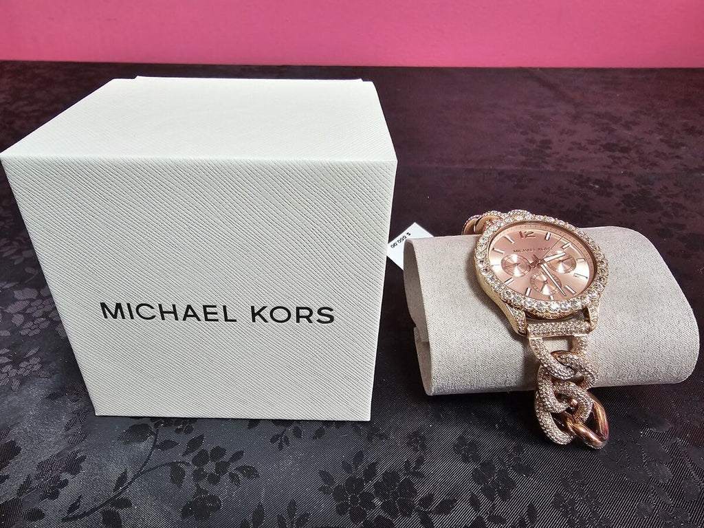 Michael Kors Layton Multifunction Crystals Rose Gold Dial Rose Gold Steel Strap Watch for Women - MK4654 Buy Now By Michael Kors
