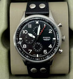 Fossil Retro Pilot Chronograph Black Dial Black Leather Strap Watch for Men - FS5806 Buy Now By Fossil