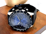 Emporio Armani Mario Chronograph Blue Dial Black Leather Strap Watch For Men - AR11522 Buy Now By Emporio Armani