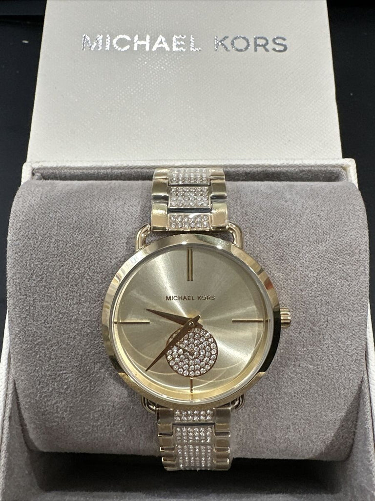 Michael Kors Portia Three-Hand Crystals Gold Dial Gold Steel Strap Watch for Women - MK4602 Buy Now By Michael Kors