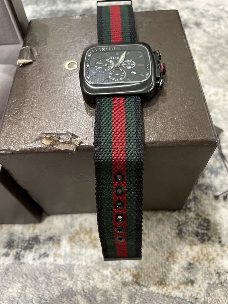 Gucci Coupe Chronograph Quartz Black Two Tone NATO Strap Watch For Men - YA131202 Buy Now By Gucci