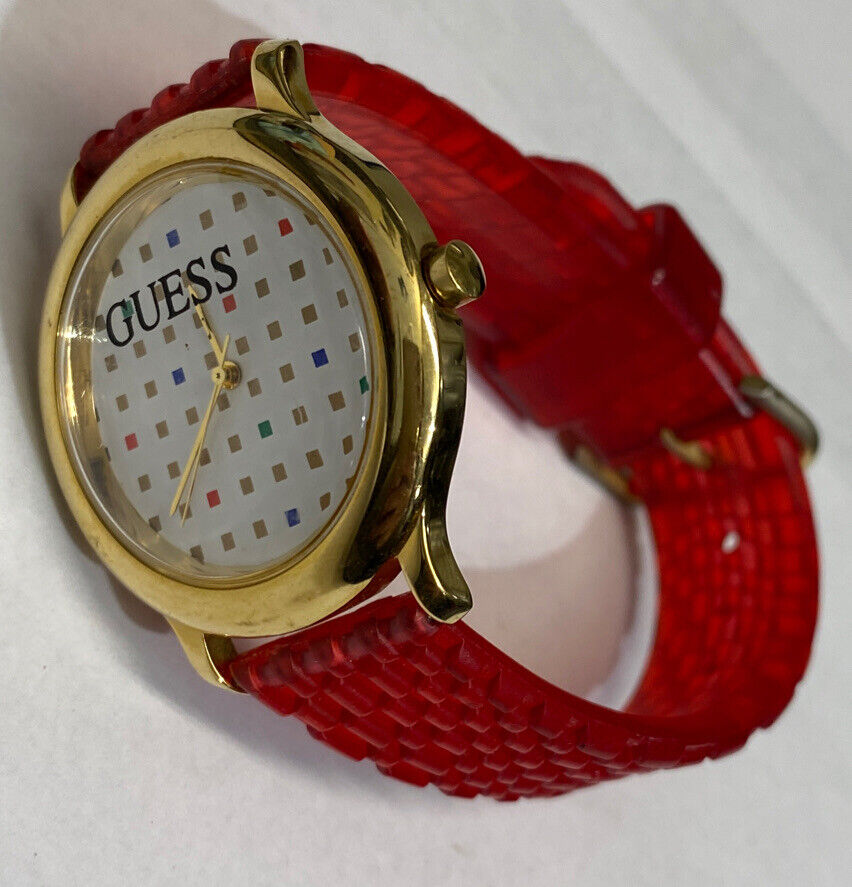 Guess Trend Dragon Gold Dial Red Leather Strap Watch For Women - GW0646L1 Buy Now By Guess