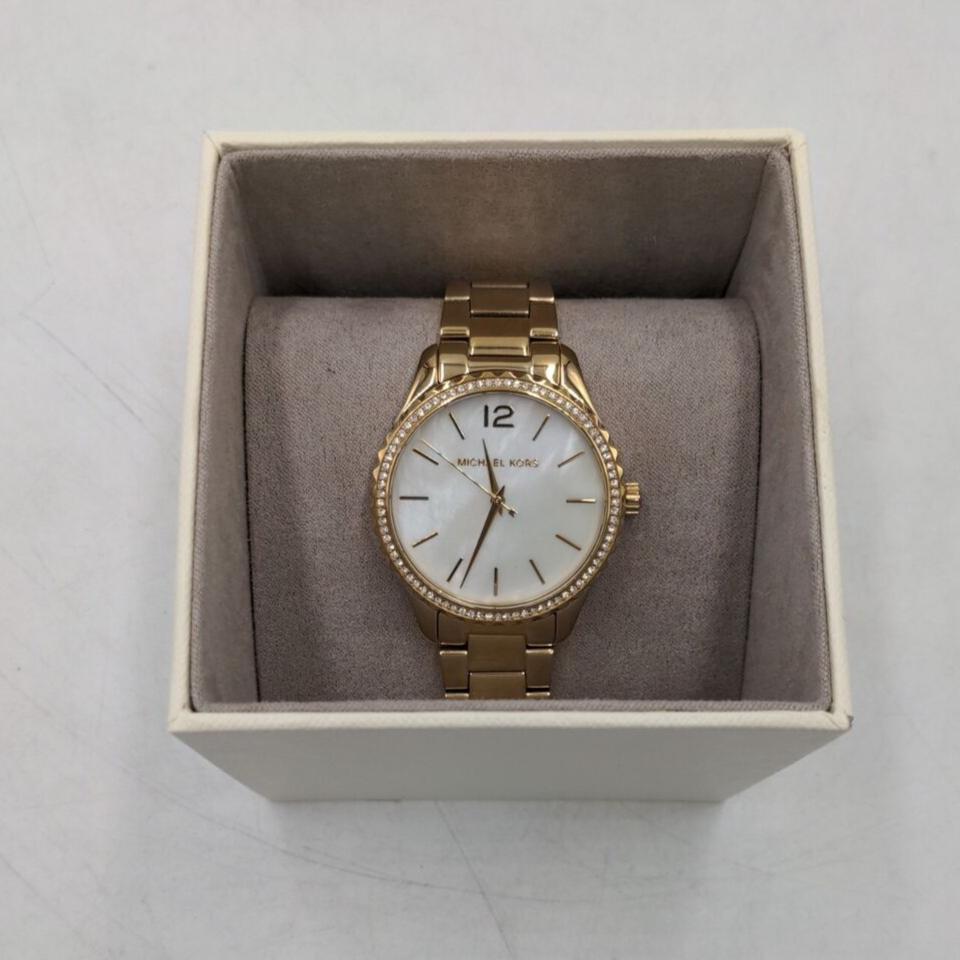 Michael Kors Layton Three Hand Mother of Pearl White Dial Gold Steel Strap Watch For Women - MK6870 Buy Now By Michael Kors