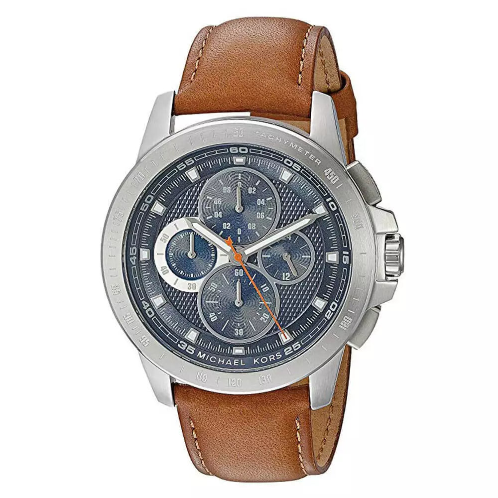 Michael Kors Ryker Chronograph Analog Blue Dial Brown Leather Strap Watch For Men - MK8518 Buy Now By Michael Kors