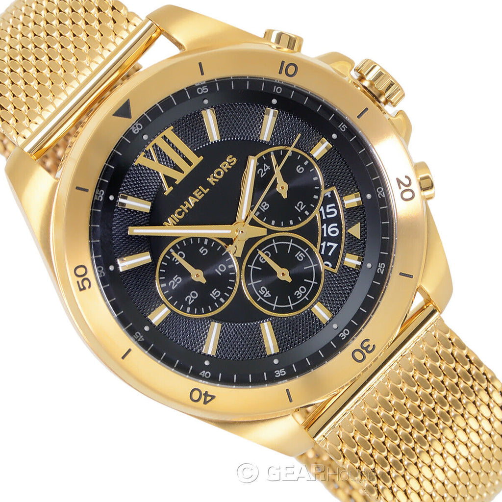 Michael Kors Brecken Chronograph Black Dial Gold Mesh Strap Watch For Men - MK8867 Buy Now By Michael Kors