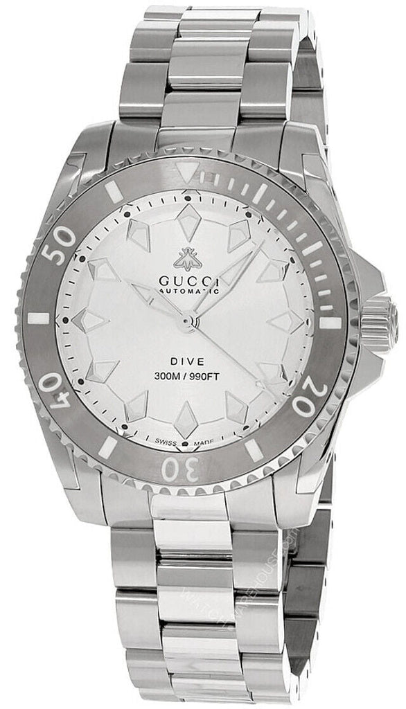 Gucci Dive Automatic Silver Dial Silver Steel Strap Watch for Men - YA136354 Buy Now By Gucci