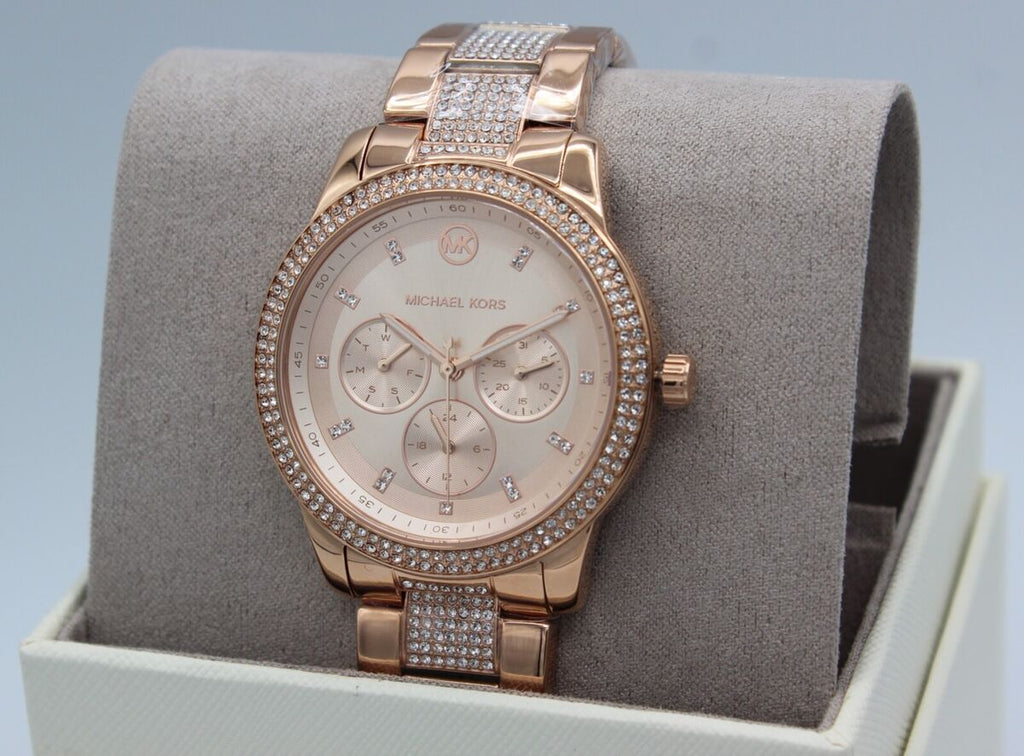 Michael Kors Tibby Chronograph Crystals Rose Gold Dial Rose Gold Steel Strap Watch For Women - MK6826 Buy Now By Michael Kors