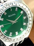 Bulova Phantom Classic Baguette Green Dial Silver Steel Strap Watch for Men - 96A253 Buy Now By Bulova