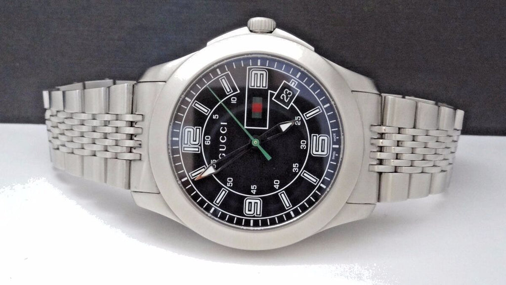 Gucci G Timeless Black Dial Silver Steel Strap Watch For Men - YA126201 Buy Now By Gucci