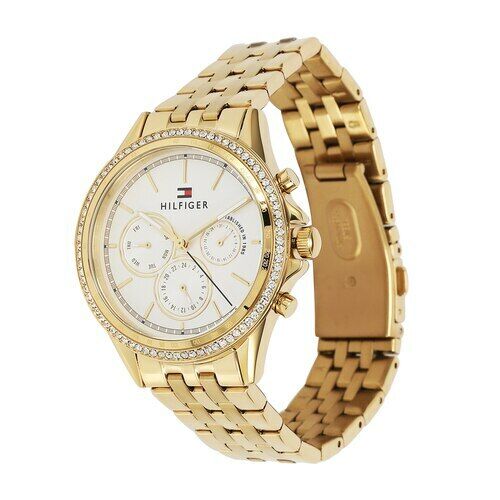 Tommy Hilfiger Ari Multifunction Diamonds Silver Dial Gold Steel Strap Watch for Women - 1781977 Buy Now By Tommy Hilfiger