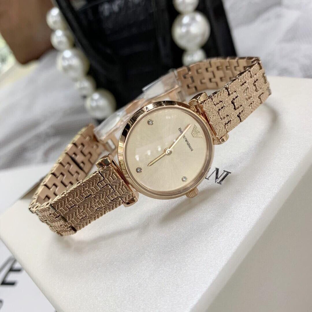 Emporio Armani Gianni T Bar Quartz Rose Gold Dial Rose Gold Steel Strap Watch For Women - AR11342 Buy Now By Emporio Armani
