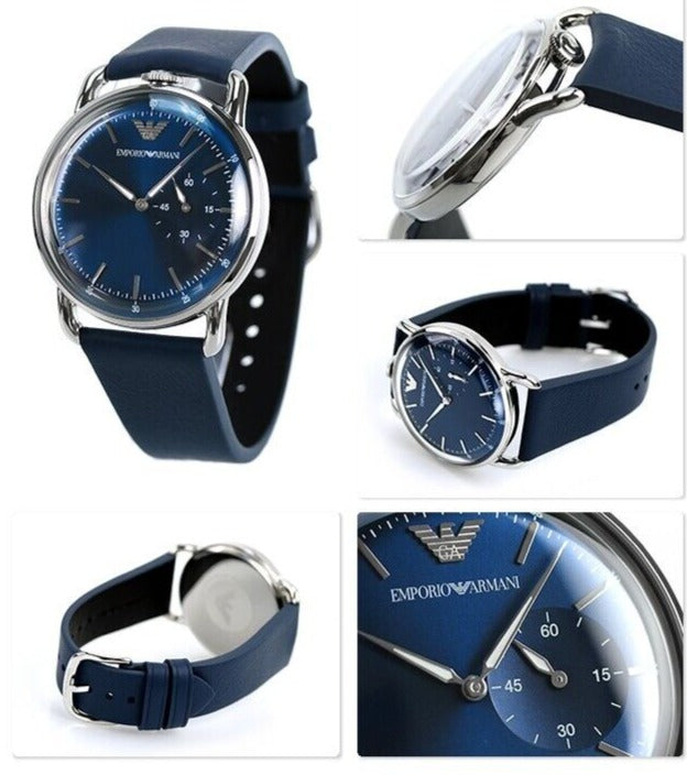 Emporio Armani Aviator Quartz Blue Dial Blue Leather Strap Watch For Men - AR11335 Buy Now By Emporio Armani