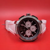 Michael Kors Sidney Multifunction Black Dial White Silicone Strap Watch For Women - MK6947 Buy Now By Michael Kors