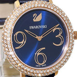 Swarovski Crystal Frost Blue Dial Blue Leather Strap Watch for Women - 5484061 Buy Now By Swarovski