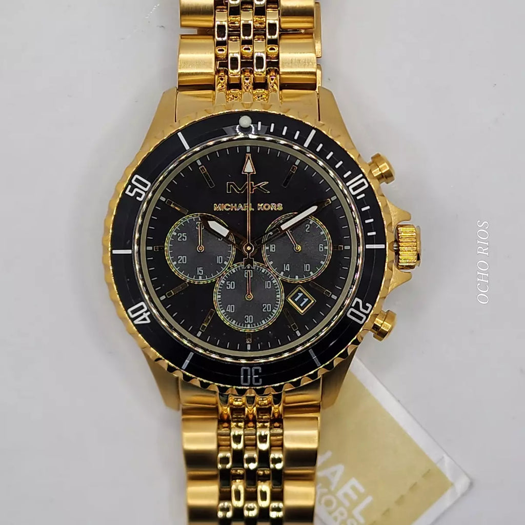 Michael Kors Bayville Chronograph Black Dial Gold Steel Strap Watch For Men - MK8726 Buy Now By Michael Kors