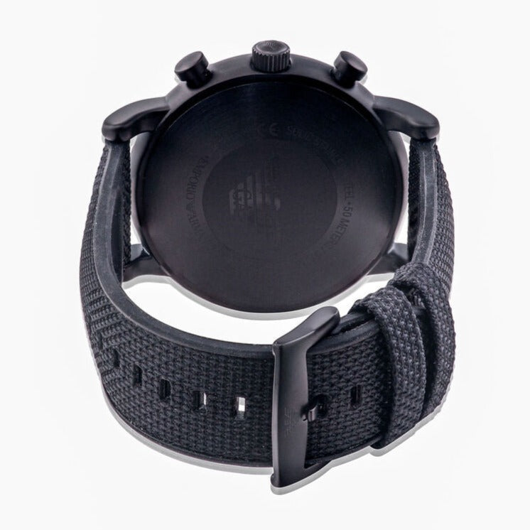 Emporio Armani Luigi Analog Black Dial Black Leather Strap Watch For Men - AR11450 Buy Now By Emporio Armani