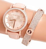 Michael Kors Corey Analog Rose Gold Dial Pink Leather Strap Watch For Women - MK2987 Buy Now By Michael Kors
