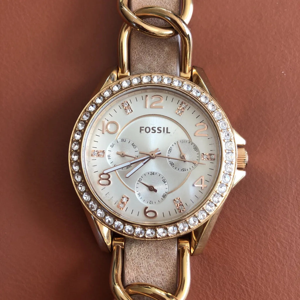Fossil Riley White Dial Sand Leather Strap Watch for Women - ES3466 Buy Now By Fossil