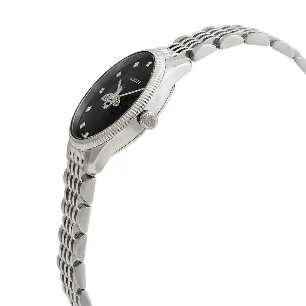 Gucci G Timeless Quartz Black Dial Silver Steel Strap Watch For Women - YA1265020 Buy Now By Gucci