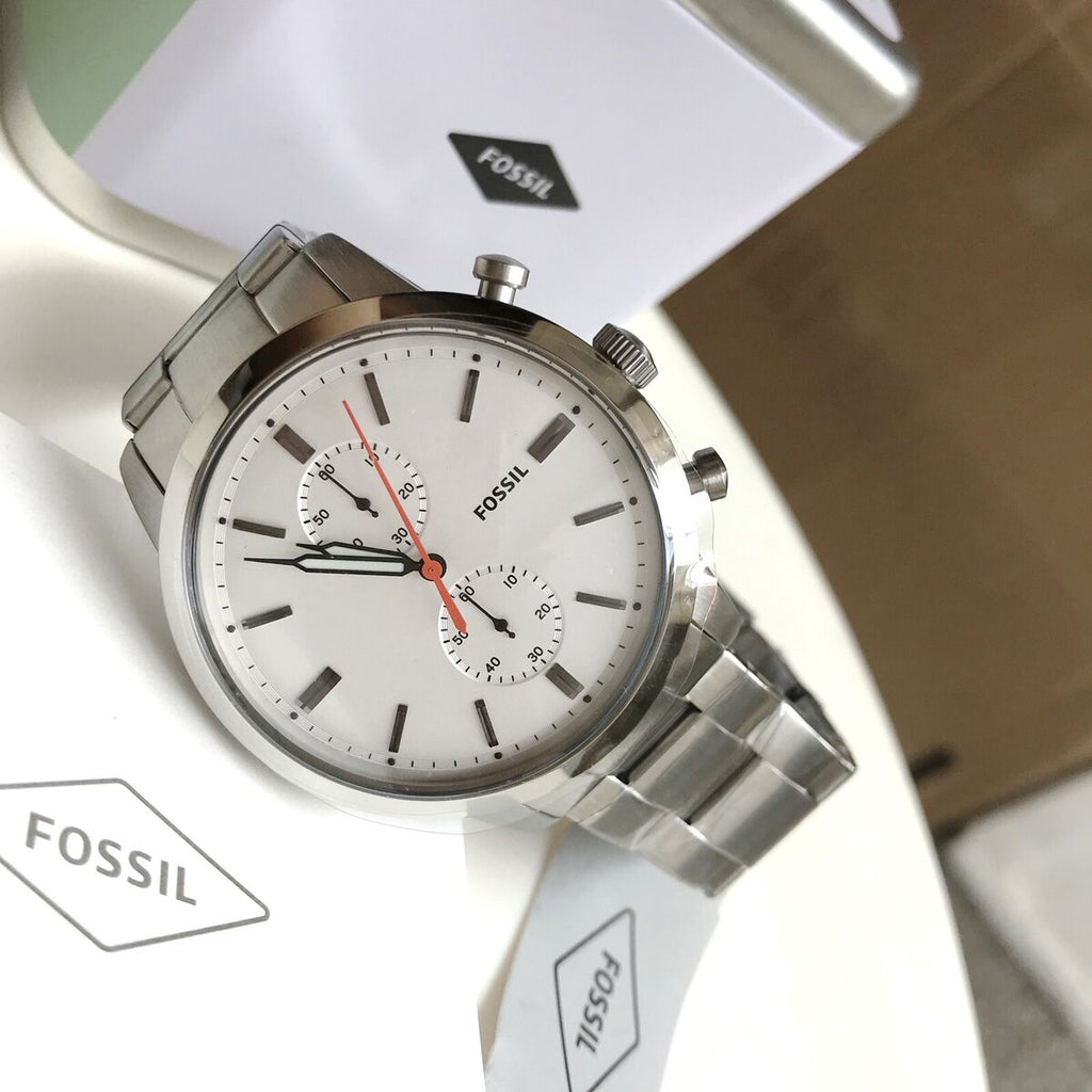 Fossil Townsman White Dial Silver Steel Strap Watch for Men - FS5346 Buy Now By Fossil