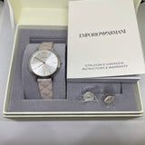 Emporio Armani Gianni T Bar Quartz Silver Dial Beige Leather Strap Watch For Women - AR80007 Buy Now By Emporio Armani