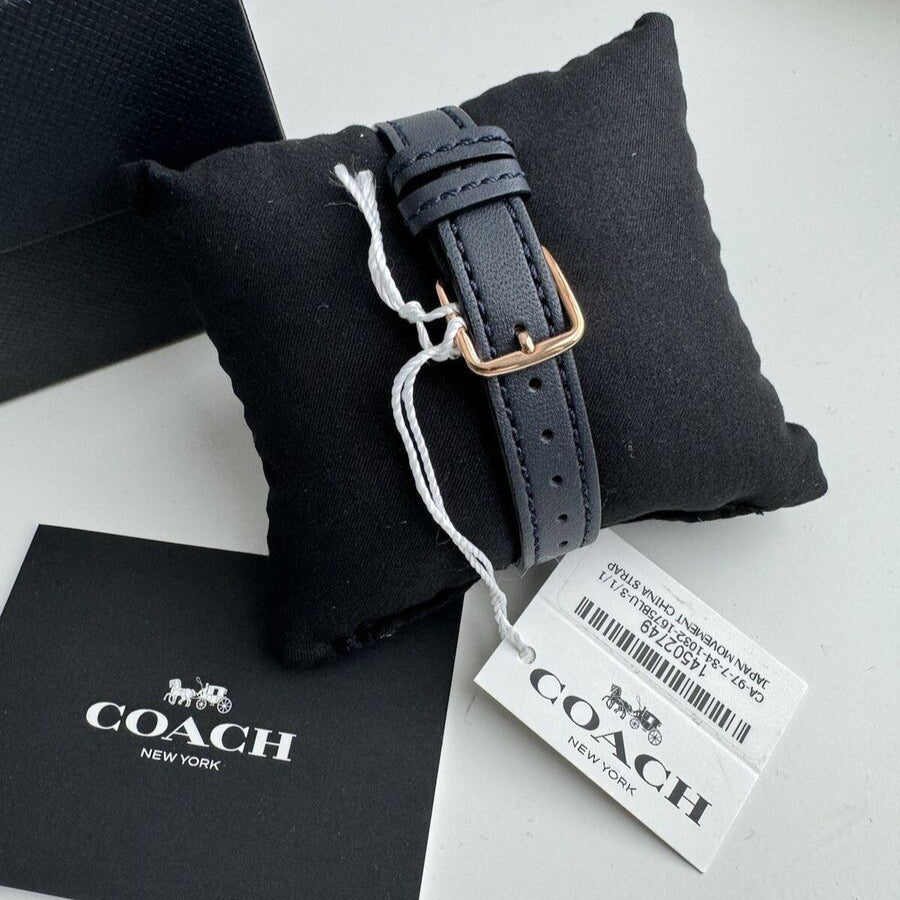 Coach Delancey Ivory Dial Navy Blue Leather Watch For Women - 14502749 Buy Now By Coach