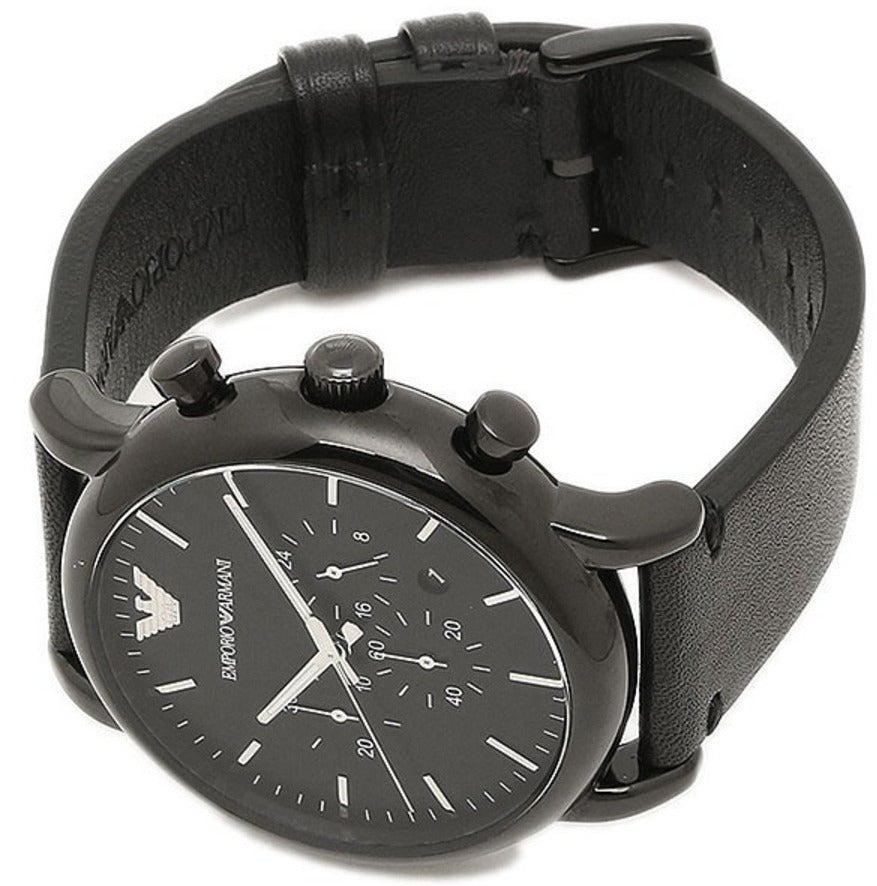Emporio Armani Dress Chronograph Black Dial Black Leather Strap Watch For Men - AR1918 Buy Now By Emporio Armani