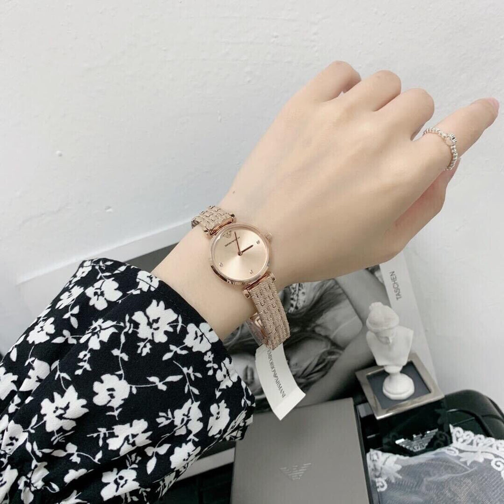 Emporio Armani Gianni T Bar Quartz Rose Gold Dial Rose Gold Steel Strap Watch For Women - AR11342 Buy Now By Emporio Armani