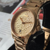 Gucci G Timeless Quartz Gold Dial Gold Steel Strap Watch For Women - YA126482 Buy Now By Gucci