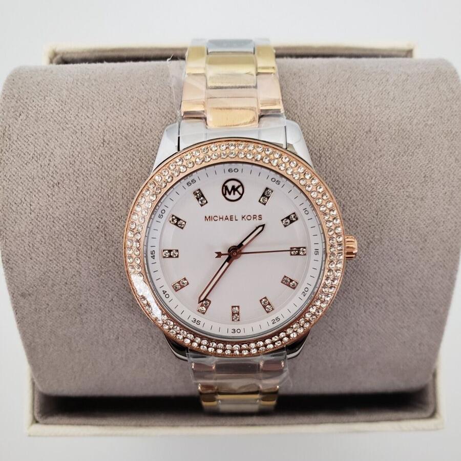 Michael Kors Tibby Three Hand Crystals Silver Dial Two Tone Steel Strap Watch for Women - MK4576 Buy Now By Michael Kors