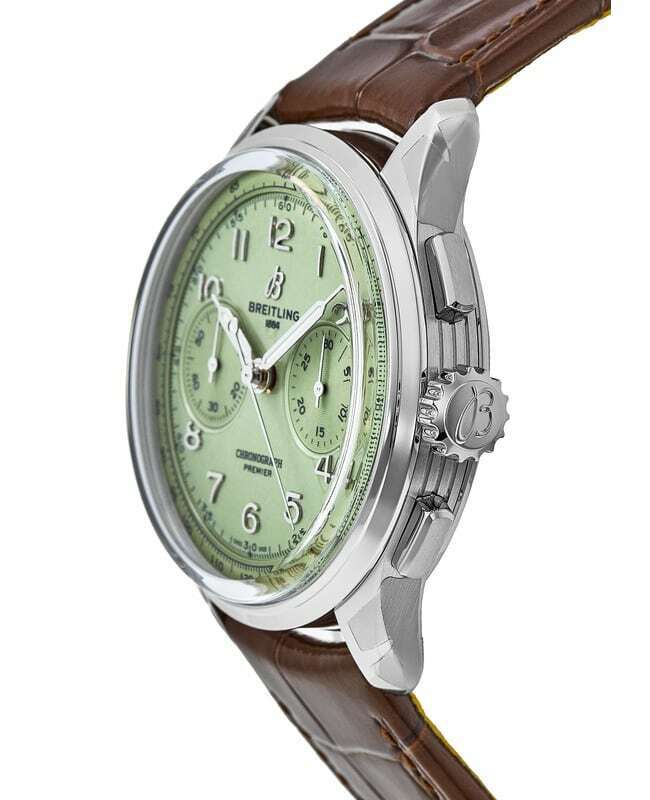 Breitling Premier B09 Chronograph 40 Green Dial Brown Leather Strap Watch for Men - AB0930D31L1P1 Buy Now By Breitling
