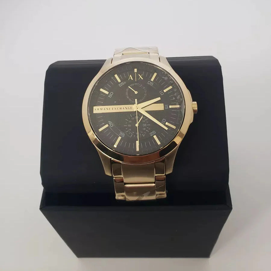 Armani Exchange Hampton Chronograph Black Dial Gold Steel Strap Watch For Men - AX2122 Buy Now By Armani Exchange