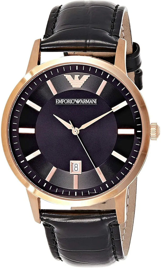 Emporio Armani Renato Quartz Black Dial Black Leather Strap Watch For Men - AR2425 Buy Now By Emporio Armani