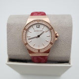 Michael Kors Lennox Three Hand Silver Dial Red Leather Strap Watch For Women - MK7308 Buy Now By Michael Kors
