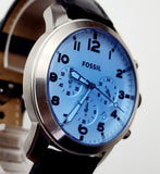 Fossil Pilot Chronograph Sky Blue Dial Black Leather Strap Watch for Men - FS5162 Buy Now By Fossil