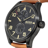 Hugo Boss Aeroliner Maxx Chronograph Black Dial Brown Leather Strap Watch For Men - HB1513082 Buy Now By Hugo Boss