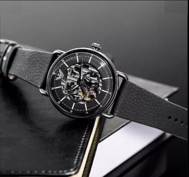 Emporio Armani Aviator Chronograph Black Dial Black Leather Strap Watch For Men - AR60028 Buy Now By Emporio Armani