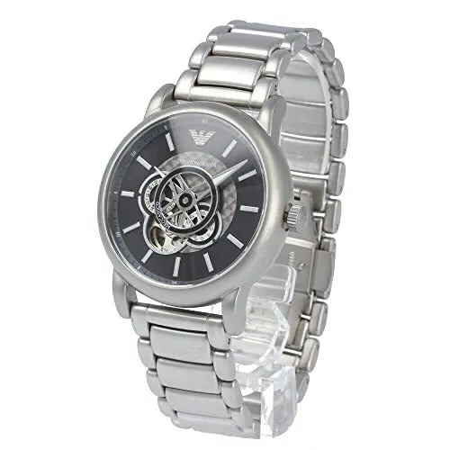 Emporio Armani Meccanico Automatic Skeleton Black Dial Silver Steel Strap Watch For Men - AR60021 Buy Now By Emporio Armani