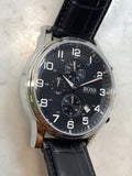 Hugo Boss Aeroliner Chronograph Black Dial Black Leather Strap Watch For Men - 1512448 Buy Now By Hugo Boss