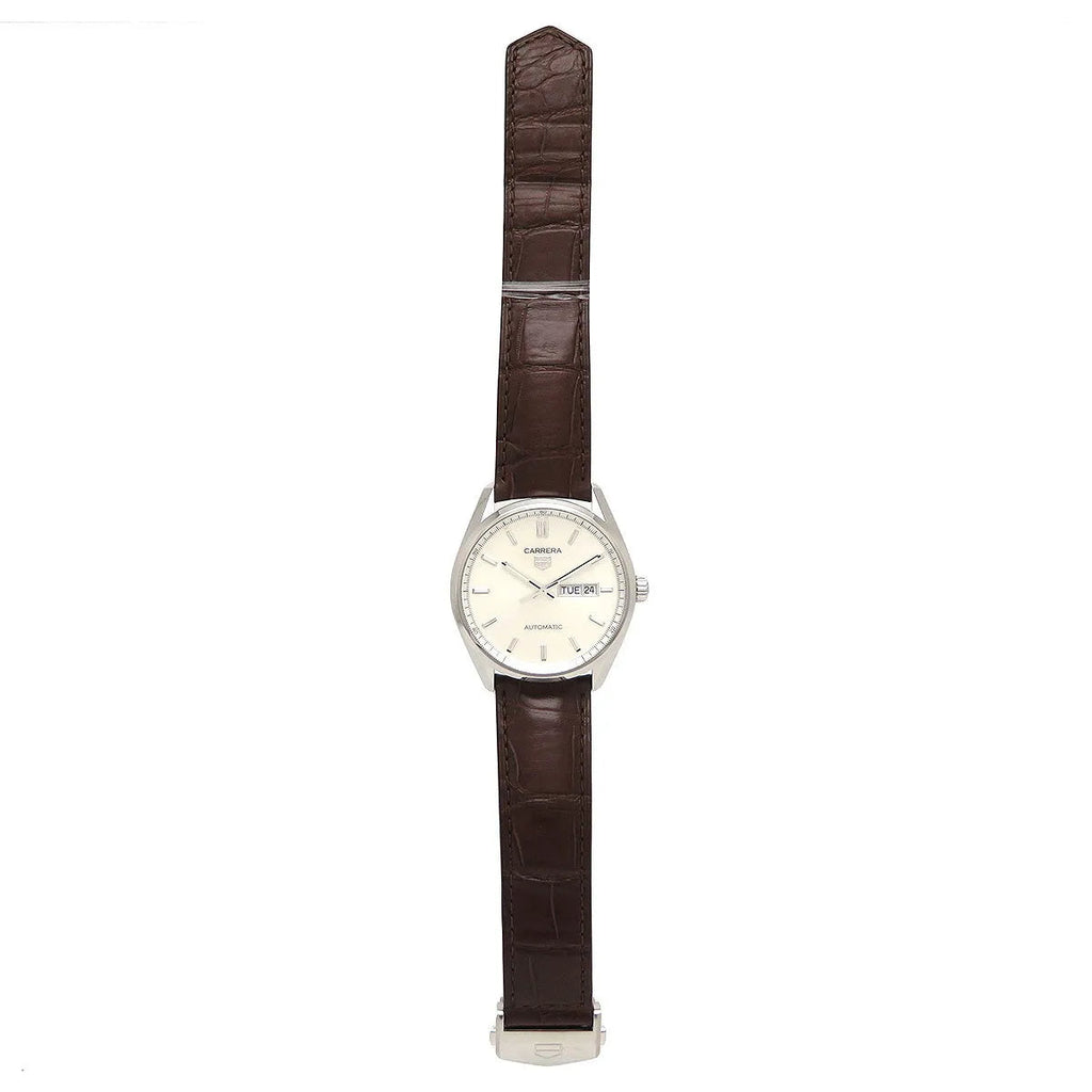 Tag Heuer Carrera Day Date Silver Dial Brown Leather Strap Watch for Men - WBN2011.FC6484 Buy Now By Tag Heuer