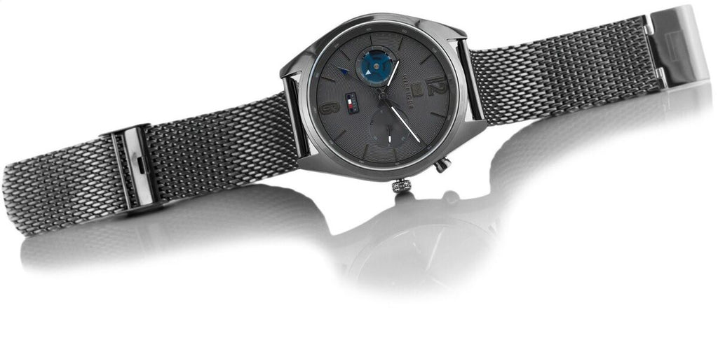 Tommy Hilfiger Deacon Multifunction Black Dial Black Mesh Bracelet Watch for Men - 1791546 Buy Now By Tommy Hilfiger