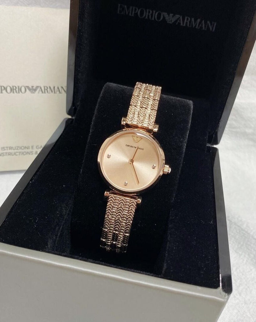 Emporio Armani Gianni T Bar Quartz Rose Gold Dial Rose Gold Steel Strap Watch For Women - AR11342 Buy Now By Emporio Armani