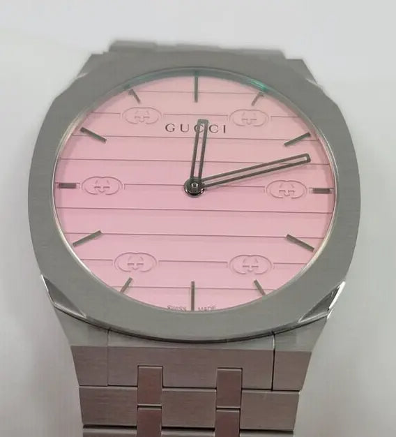 Gucci 25H Quartz Pink Dial Silver Steel Strap Watch for Women - YA163410 Buy Now By Gucci