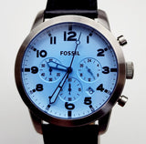 Fossil Pilot Chronograph Sky Blue Dial Black Leather Strap Watch for Men - FS5162 Buy Now By Fossil