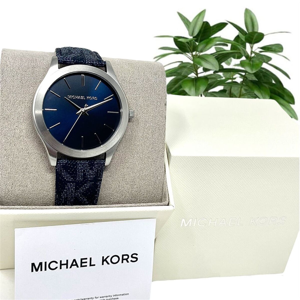 Michael Kors Slim Runway Analog Blue Dial Blue Leather Strap Watch For Men - MK8907 Buy Now By Michael Kors