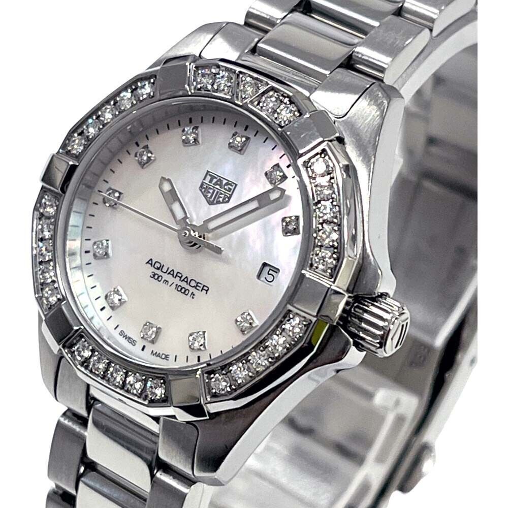 Tag Heuer Aquaracer Diamonds Mother of Pearl White Dial Silver Steel Strap Watch for Women - WBD1415.BA0741 Buy Now By Tag Heuer